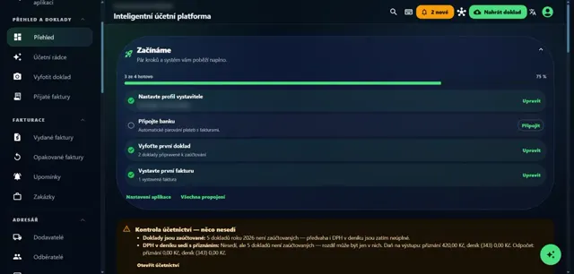 nDoklad: přehled s průvodcem nastavení a kontrolou účetnictví