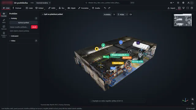 3D viewer: overall view of a scanned facility