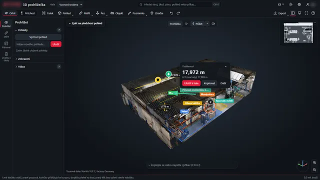 3D viewer: measuring a distance in the scan